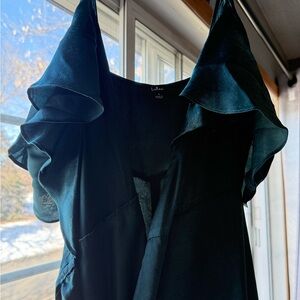 Lulu's Emerald Green Satin Wrap Maxi Dress